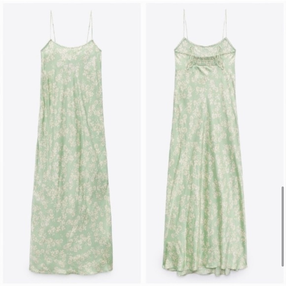 Zara Floral Print Satin Dress - Picture 4 of 6